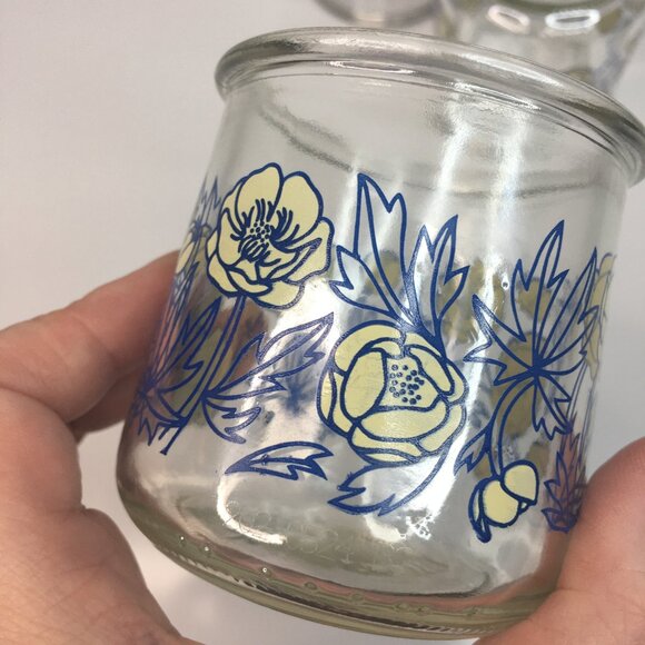 3 Oui Limited Edition 6 oz Floral Glass Yogurt Cups Jars Pink Yellow Flower - Picture 5 of 16
